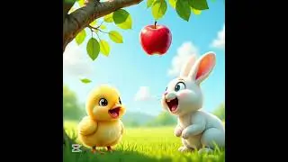 The Yellow Chick, the White Rabbit, and the Falling Fruit#rabbit#fypシ゚viral #cartoon