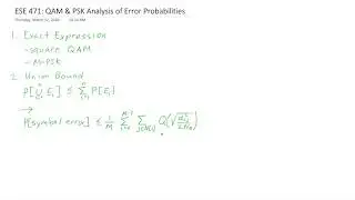 ESE 471 QAM and PSK Analysis of Error Probabilities