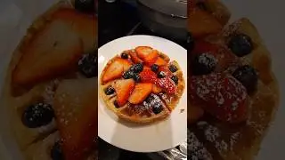 Golden Waffles with Strawberries and Blueberries