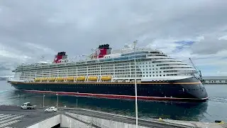 Disney Fantasy 🚢 Departure with Horn in Ponta Delgada 4K, Sao Miguel Azores Portugal 🇵🇹 - 12.05.2025