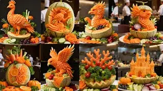 Hami melons transformed into works of art: fruit platters carved from Hami melons—do you like them?