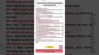 Most Important Job Interview Questions and Answers 2025....#jobprepify  #interviewtips #viral