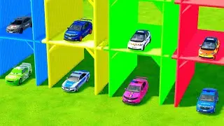 Transporting Colorful Rainbow Cars - Dacia Police Cars - Farming Simulator 22 #2