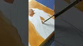 A girl wearing saree || Acrylic painting | #shorts
