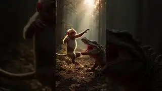jungle in monkey with Dinasour #creative