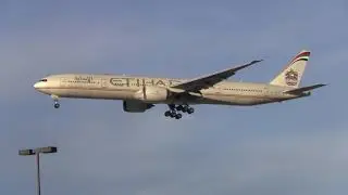 Etihad Airways Boeing 777-300 Landing Rwy 28C Chicago ORD Airport