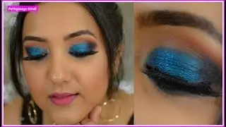 हिंदी Blue Smokey Eye Makeup for Indian Skin in Hindi | Indian Party Makeup | Perkymegs Hindi