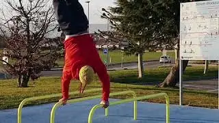 Parallel bars handstand walking