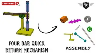 4 Bar Quick Return mechanism in Solidworks|Assembly|AutoCAD|3D model#akd #tutorial #cad