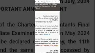 CA inter and final result date announced #caresults #icai #ca
