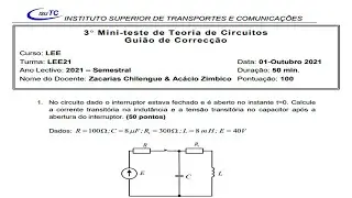 Como calcular a corrente transitória na indutância e a tensão transitória em segunda ordem?
