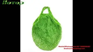 Reusable organic cotton mesh produce bag with drawstring for grocery shopping fruit vegetable