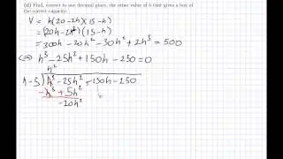 2013(S) Maths HL Paper 1 Q5 (Volume, long division)