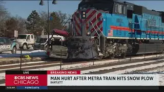 Metra MD-West train hits snow plow near Bartlett, Illinois