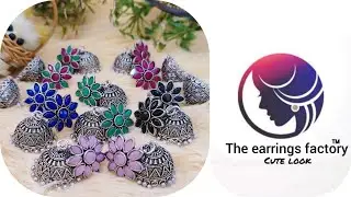 Antique silver earrings | silver floral stone earrings | silver earrings | the earrings factory