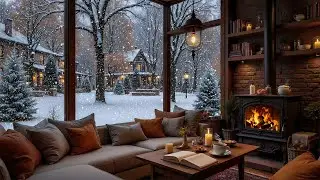 Cozy Library Cabin Ambience  4K 📖 Smooth Jazz & Crackling Fireplace for Focus, Work & Study