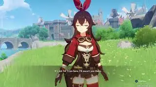 Genshin Impact - Wind Riding Knight: Lumine and Paimon Meet Amber Cutscene and Dialogue Tree (2020)