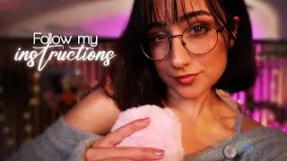ASMR | Follow My Instructions to Sleep ❤️ (Slow Whispers & Fluffy Mic Brushing) (w/ black screen)