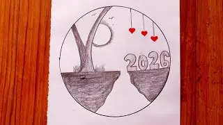 How to Draw Circle 2026 - Easy Circle Scenery drawing - Easy drawing - Pencil drawing