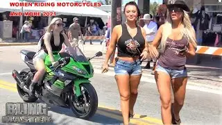 Daytona Bike Week 2021, Lots of Women Riding Motorcycles on Main St, Harley-Davidson, and More Redo.