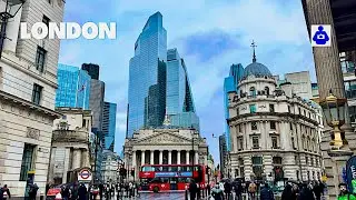 London City Walking Tour  | Historic Streets in Rain | St Paul's to Tower Bridge [4K HDR]