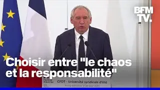 Budget, vote de confiance, ch&ocirc;mage...La prise de parole de Fran&ccedil;ois Bayrou devant la CFDT