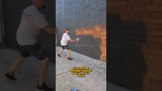 Painting Red Brick Wall into Black Color #shortvideo #construction