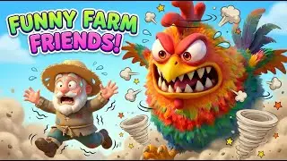 Old MacDonald had a farm & the Chicken Monster 🐔👾 | Fun Farm Song for Kids | Animal Sounds