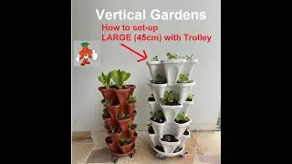Mr Stacky 5 Tier Vertical Garden + Heavy Duty Trolley Set-up - Large (45cm) Planters