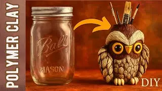 Turn a Mason Jar into a Cute Owl Organizer | Easy Polymer Clay DIY