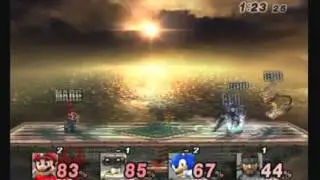 Super Smash Bros Brawl -Mario vs R.O.B vs Snake vs Sonic