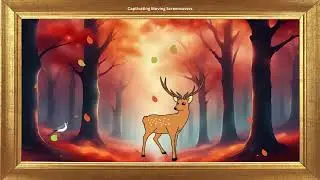 Deer Standing in an Autumn Forest | Framed Art | Fall Background | Screensaver 4K | No Sound Video