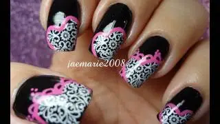 Lacey Hearts-Valentine's Day Nail Design (using BM template)
