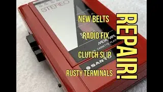 Sanyo M-G31A Radio Cassette Repair. New Belts, Radio Repair & Clutch Adjustment. Personal Stereo