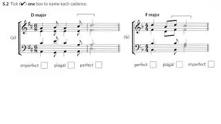 ABRSM Grade 5 Theory Sample Question, Cadences