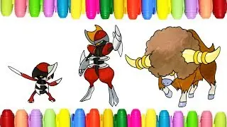 Pokemon coloring pages - Pawniard, Bisharp and Bouffalant