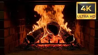 🟠 Rustic Brick Fireplace 4K &ndash; Large Orange Flames for Relaxation, Focus & TV Background Ambience