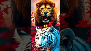 Who will win the fight? (Lion, White Tiger, Black Panther, Wolf) #animals #ai #anime #shorts