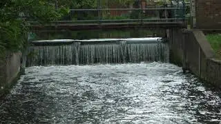 Ravensbury Park River Wandle Weir/waterfall, London.
