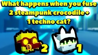 What happens when you fuse 2 steampunk crocodile and 1 techno cat? (Roblox Pet Simulator Steampunk)