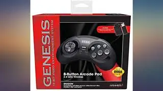 Retro-Bit Sega Genesis 2.4 GHz Wireless Controller 8-Button Arcade Pad for Sega Genesis Or