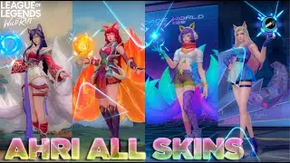 AHRI ALL SKINS GAMEPLAY l FOX FIRE l ARCADE l K/DA ALL OUT l LEAGUE OF LEGENDS WILD RIFT