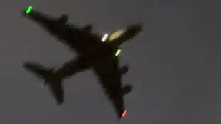 A380 Emirates arrives at night time
