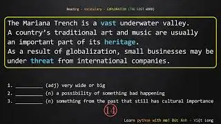 Reading - Vocabulary - EXPLORATION (THE LOST WORD)