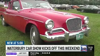 Antique cars on display in Waterbury