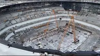 Aerial Footage Downtown Nashville, TN Skyline Nissan Stadiums Ice Storm 2026 4K Ultra HD