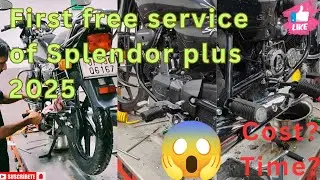 Hero Service Experience🔥 First Free Service😲 Hero splendor plus 1st Service 2025❤️ #chaudharymotors