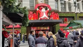 【4K】Herald Square Holiday Market 34th Street NYC from Public Library - New York City Random Walker