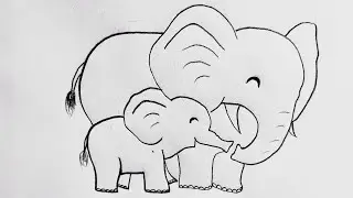 How to draw a cute baby Elephant | Elephant drawing easy | Simple elephant drawing