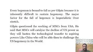 Robert Gilpin Hegemonic Stability Theory #internationalrelations #politicalscience